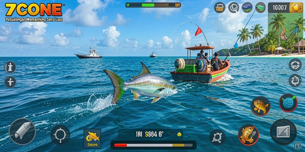 Tangkapan ikan besar dalam gameplay 7CONE yang menegangkan.