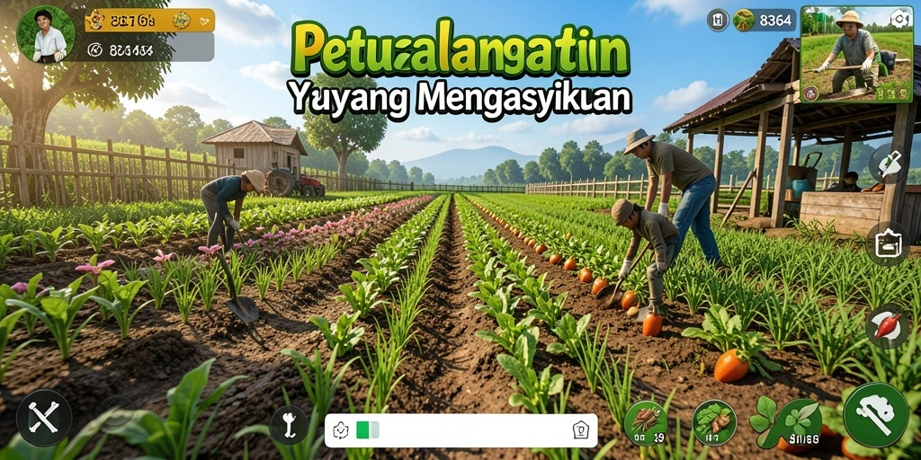 Screenshot menunjukkan aktivitas bercocok tanam di 8364.