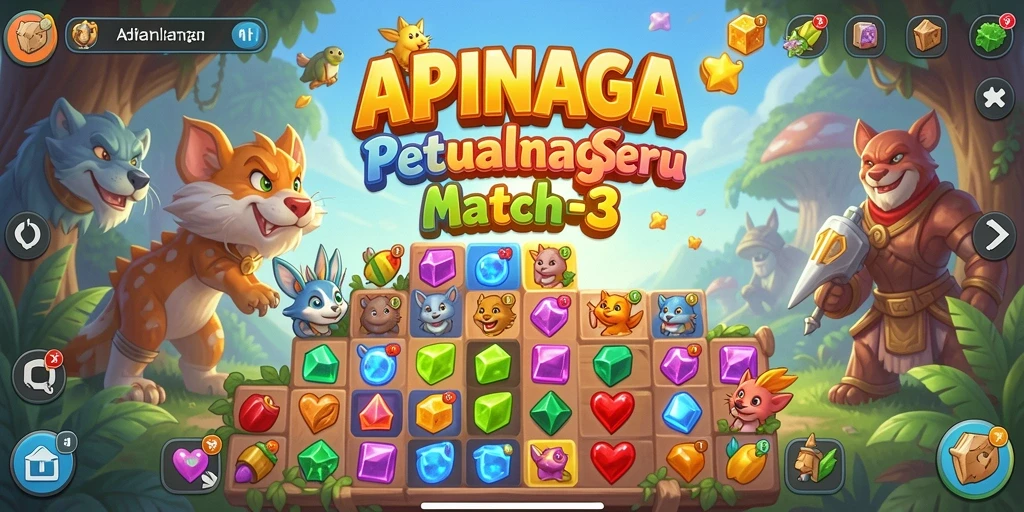 Tangkapan layar gameplay APINAGA yang menarik dan penuh tantangan Match-3.