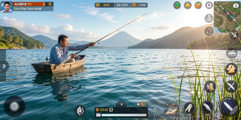 Tampilan gameplay ASIA918 yang seru saat menangkap ikan.