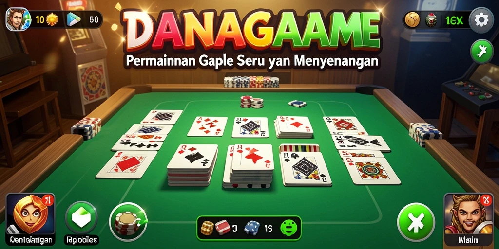 Tampilan gameplay seru dari DANAGAME yang menggambarkan keseruan Gaple.