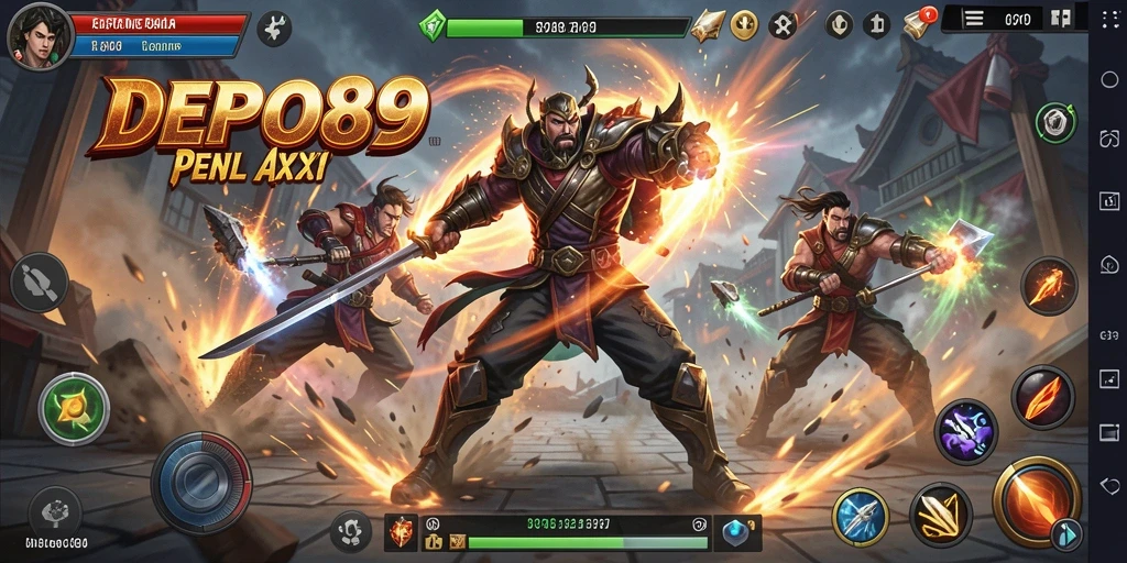 Tampilan gameplay menegangkan dalam DEPO89 saat menghadapi lawan di arena.