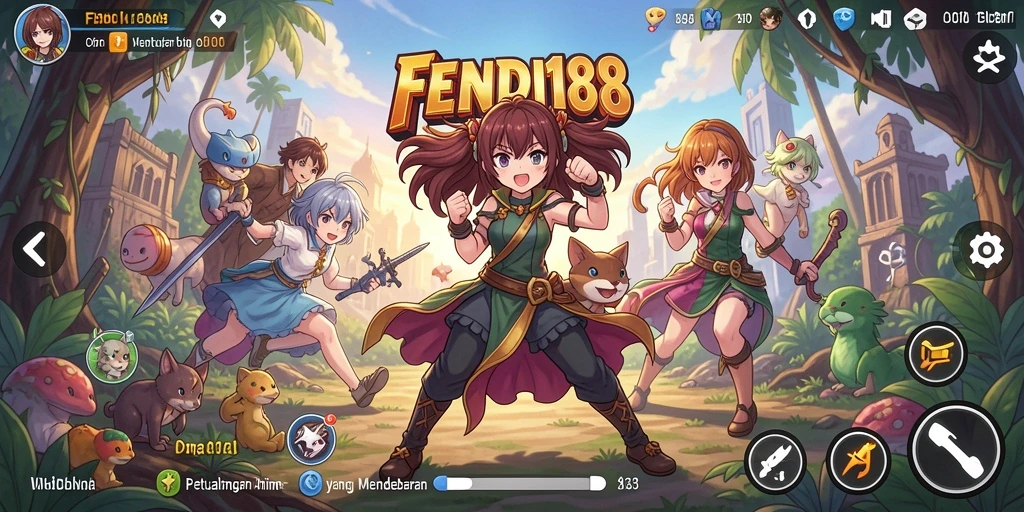 Screenshot gameplay FENDI188 menampilkan karakter Anime yang dinamis dan penuh warna.
