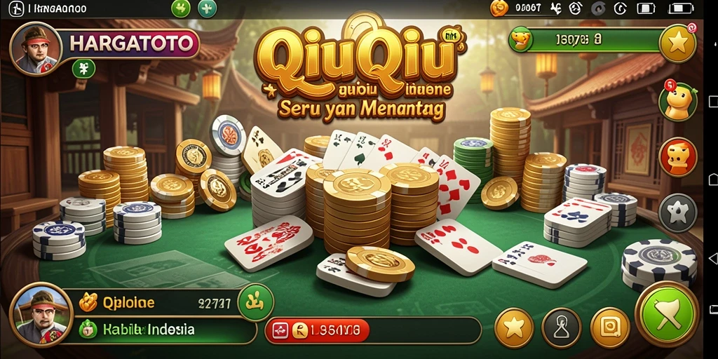 Tampilan gameplay seru di HARGATOTO dengan kartu QiuQiu.