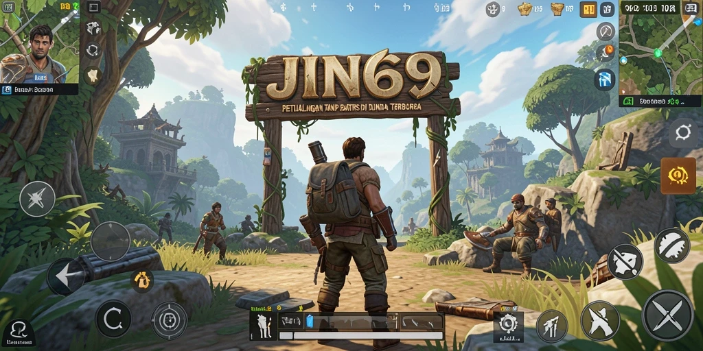 Tampilan gameplay seru di dunia terbuka JIN69 yang menakjubkan.