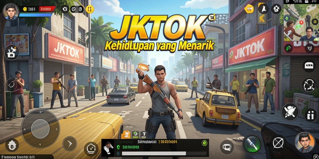 Screenshot gameplay JKTOK menampilkan interaksi sosial yang dinamis.