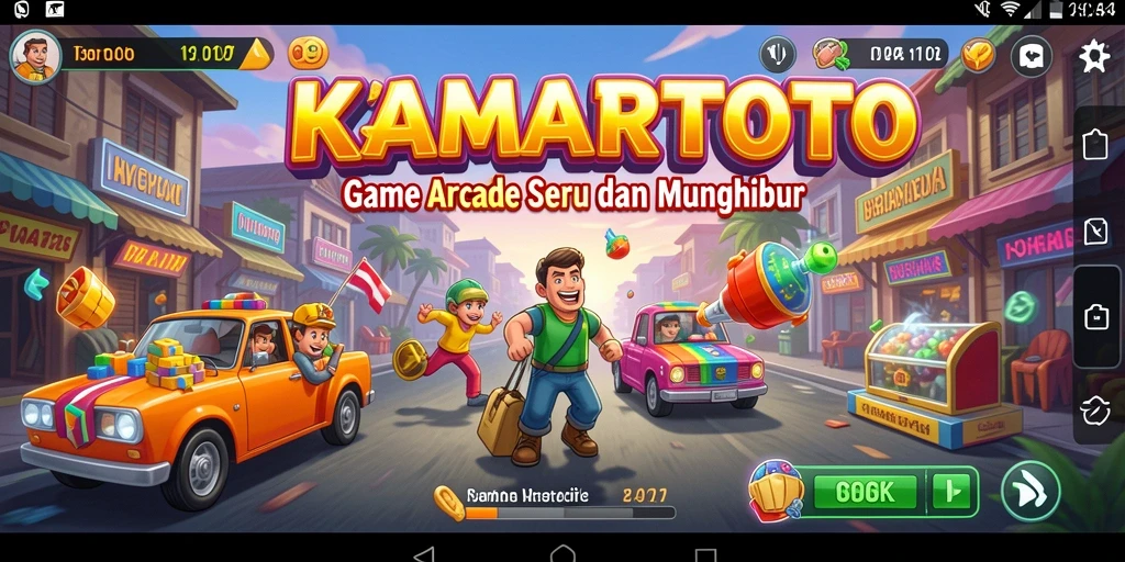 Screenshot utama KAMARTOTO menampilkan gameplay Arcade yang dinamis dan menantang.