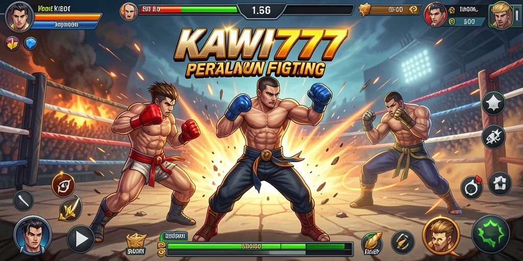 Screenshot gameplay KAWI777 menampilkan pertarungan yang intens dan grafis yang memukau.