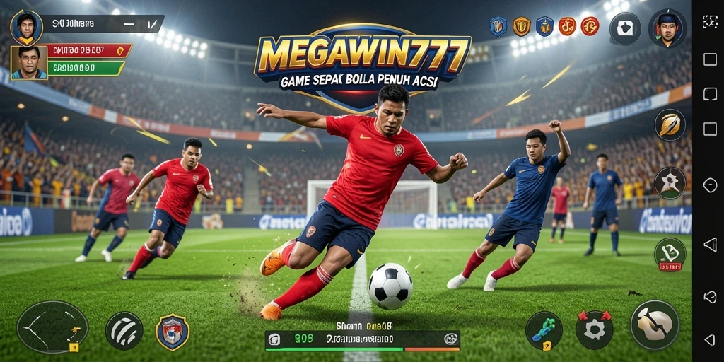 Tampilan menarik dari gameplay sepak bola MEGAWIN777 yang mendebarkan.