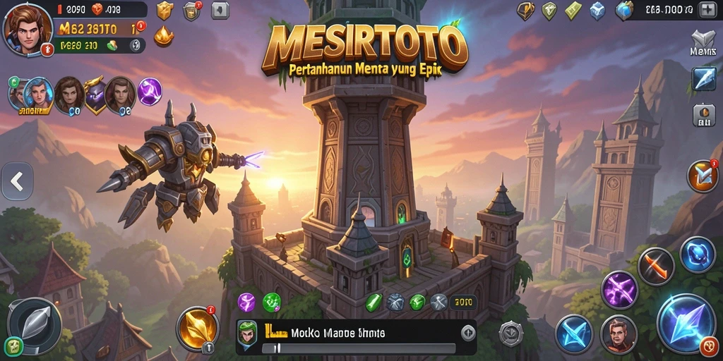 Tangkapan layar gameplay mendebarkan dari MESIRTOTO di tengah pertahanan menara.
