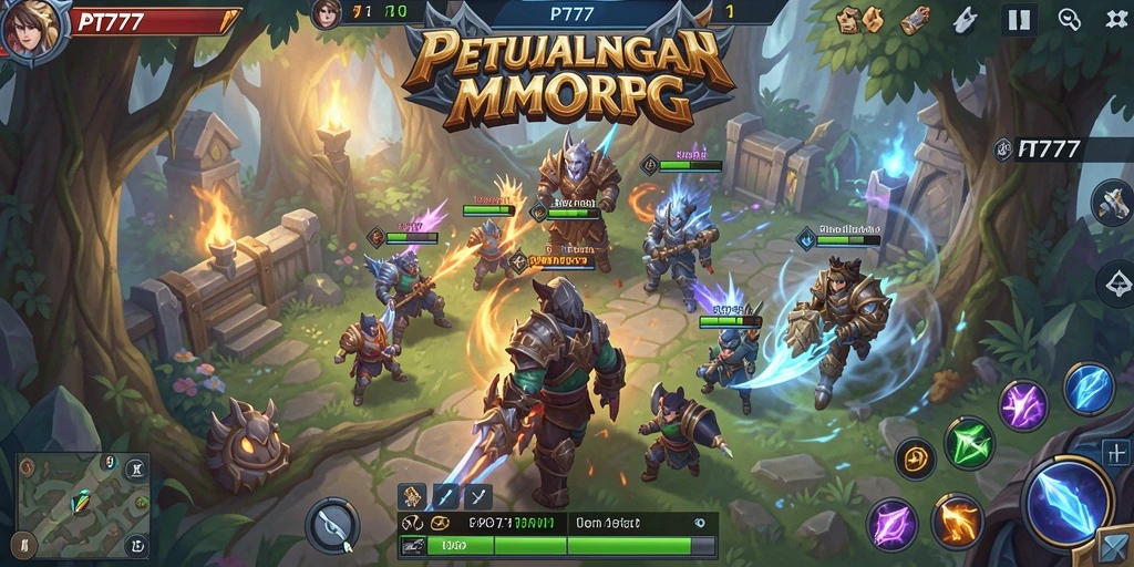 Tangkapan layar utama PT777 menampilkan aksi pertarungan yang seru dalam dunia MMORPG.