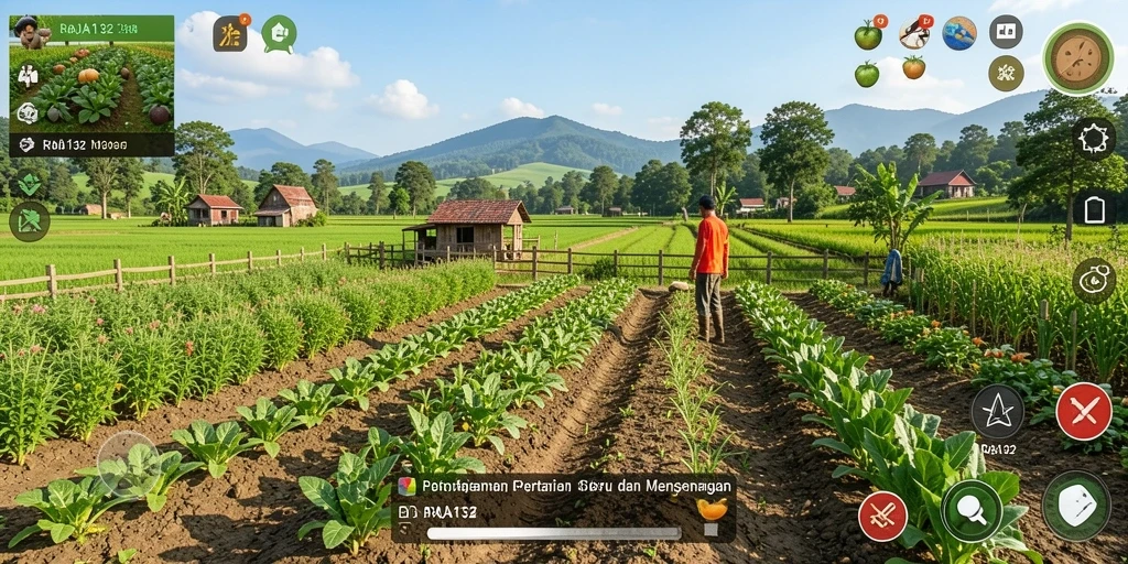 Tampilan gameplay menarik dalam <strong>RAJA132</strong> saat mengelola pertanian.