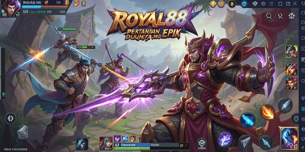 Screenshot utama ROYAL88 yang menampilkan aksi seru dalam gameplay MOBA.