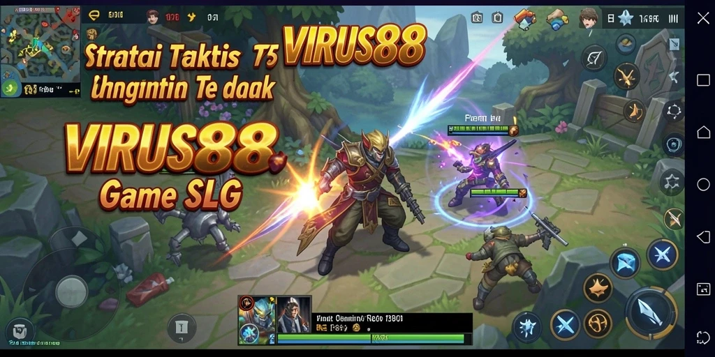 Tampilan gameplay <strong>VIRUS88</strong> yang menampilkan strategi dan pertempuran.